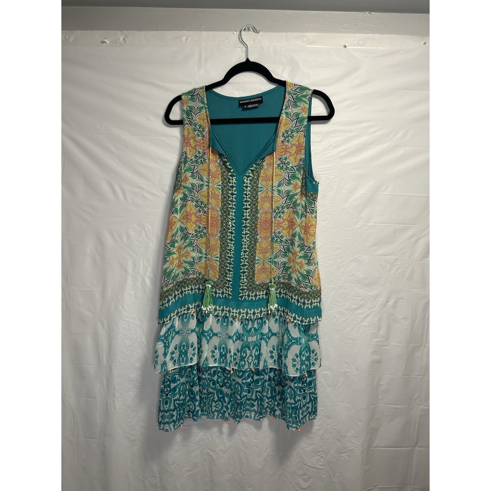 Anthropologie Hemant & Nandita Moana Silk Dress Womens Medium Silk Boho Colorful - Picture 2 of 5